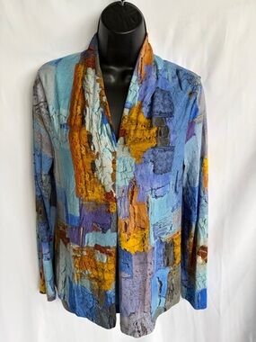 DOLCEZZA Long Sleeve Patchwork Tunic Cowl Neck Size Small, 18” PTP, 25” L